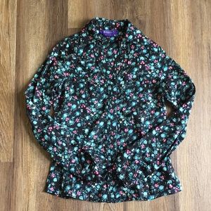 Black Floral Button-up